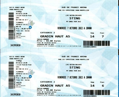 Billets concert sting -  2,