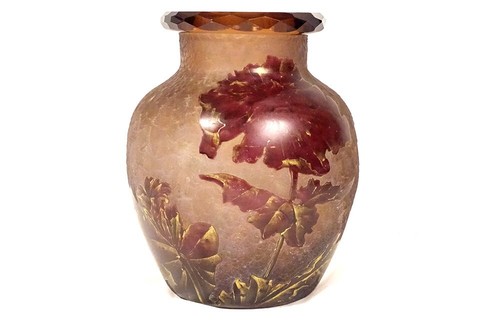Vase boule verre givré