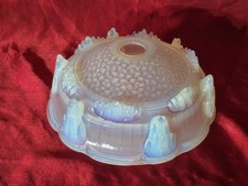 1 COUPELLE ART DECO CRISTAL BLEU OPALESCENT EZAN 52/72 LUSTRE,LAMPE 4 DISPOS