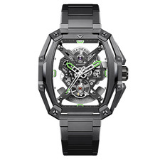CIGA Design Z Hunter Carbone Automatique Squelette Acier Tonneau Montre Homme