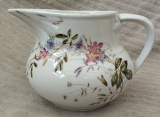 Ancien broc De Toilette cruche en porcelaine blanche Décor Floral Pichet 