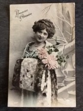 CP BONNE ANNEE FEMME ELEGANTE