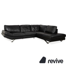 Natuzzi Relevé Cuir Canapé D'Angle Noir