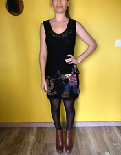 jolie robe ajourée patch chat + sous robe noire LOUISE DELLA taille 38 fr (M)