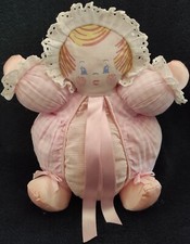 "SUCRE D'ORGE" - Poupée chiffon/doudou Vichy rose - Vintage