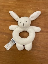 Petit Doudou Peluche Hochet Lapin Jacadi Blanc Grelot