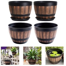 2 pièces pots de fleurs en plastique forme baignoire à vin avec trous de drain