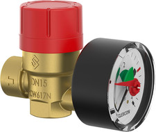 Prescomano Soupape De Sécurité Chaudière Avec Manomètre Rp½" X Rp½" 3.0Bar NF 27