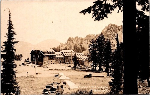 Rppc postcard view camping - view,