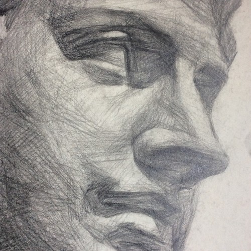Grand dessin tête statue - dessin,