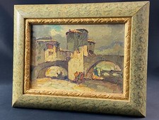 Tableau signé Louis PASTOUR 1876-1948 Vue du pont de Sospel (Provence)