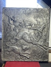 Bas Relief Terre Cuite Patinée La Chasse Au Cerf Au XVIème Siècle