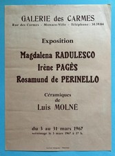 Affiche Originale 1967 Galerie Des Carmes Monaco Radulesco Pages Parinello