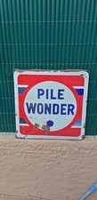 Ancienne plaque émaillée publicitaire PILE WONDER - 42X42 