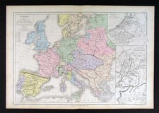 1882 Drioux Map Euorpe in 1715