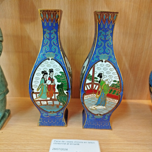 Paire vases chinois laiton - paire,