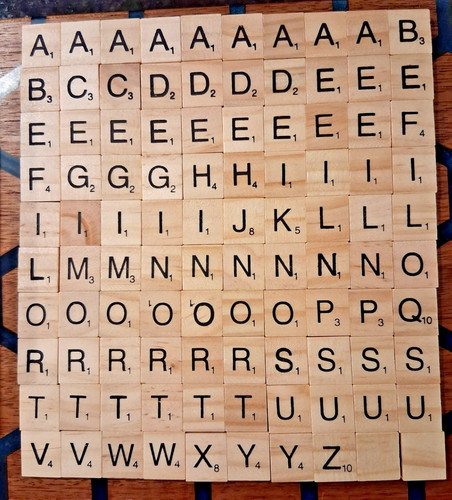 100 scrabble letter tiles - 100,