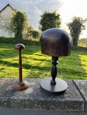 Lot De 2 Ancien Porte Chapeau Marotte En Bois Présentoir Tête 