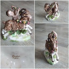 G. Lebon porcelaine Art DÉCO polychrome/Putto putti angelot chérubin Style Robj 