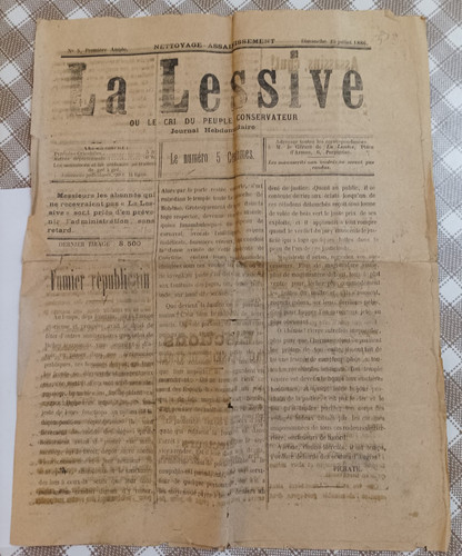 1886 ancien journal - , lessive