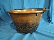 Ancien Chaudron En Cuivre De Cheminée, Pot Avec Poignée, XIXe Siècle