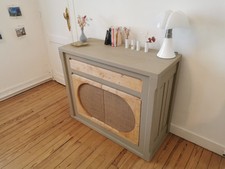 Commode originale faite main en boulot massif pour rangement salon et chambre.