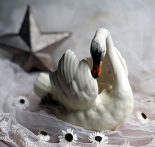 Antique French Majolica Swan