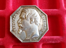 NAPOLEON III Notaires Chateaudun Jeton octogonal Argent Rare R2 33 mm  12,3 gr