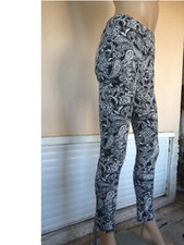 PANTALON DETENTE TAILLE EXTENSIBLE  SPORT NOIR & BLANC IMPRIME CACHEMIRE T 36/38