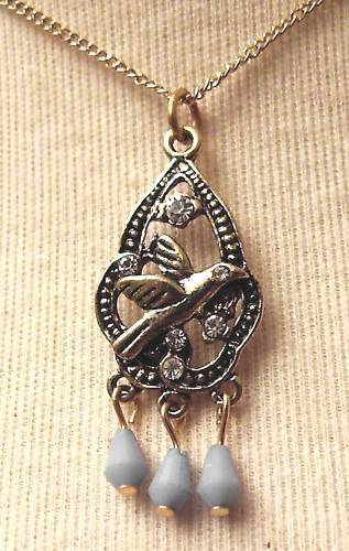 Pendentif colombe pampille - pendentif, colombe+pampille