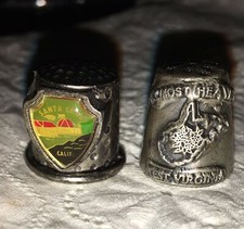 2 Vtg Pewter Souvenir Timbles