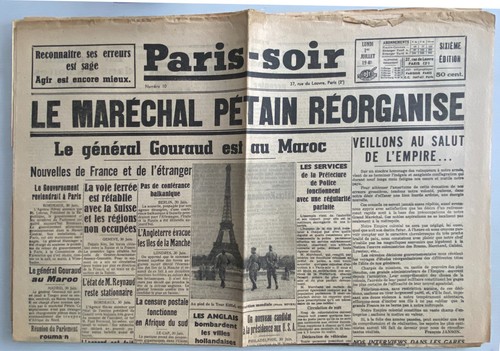 Journal paris soir 7 - journal, 1e/7/1940