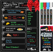 Magnetic Dry Erase Menu Board for Fridge Includes 4 Liquid Chalk Markers - Weekl