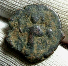 Byzantin Arabe Follis Empereur Debout Tenant Croix Grand M Con à Identifier