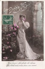 CP BONNE FETE FEMME ROBE