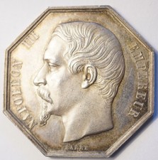 NAPOLEON III : TRES RARE JETON ARGENT Cie DES FORGES & FONDERIES DORDOGNE 1838