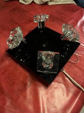 plafonnier lustre moderne à led ,sur plaque en verre fumé