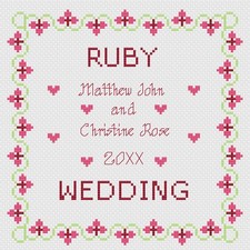 Point de Croix Mariage Anniversaire Kit Échantillon Ou Motif, Florashell, Rubis