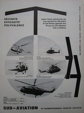 10/1968 PUB SUD AVIATION HELICOPTER ALOUETTE SUPER FRELON PUMA GAZELLE FRENCH AD