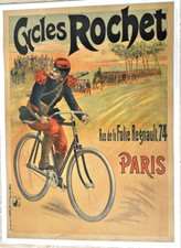 AFFICHE litho VELO CYCLES ROCHET PARIS MILITARIA 1914 TOUR de FRANCE 92x126cm