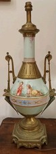 LAMPE ANCIENNE EMPIRE BRONZE ET PORCELAINE ENFANTS ALLÉGORIE 