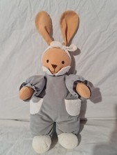 DOUDOU PELUCHE LAPIN NICO DINGO GRIS/BLANC 33 cms - TBE- Ancien Modèle 