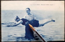 baigneuse et maitre nageur _ maillot de bain d'époque _ dames du temps jadis