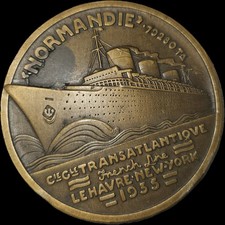 Authentique médaille commémorative croisière NORMANDIE vers Rio de Janeiro 1938