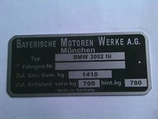 Plaque D'Identification BMW