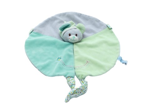 Doudou plat souris vert gris - souris,