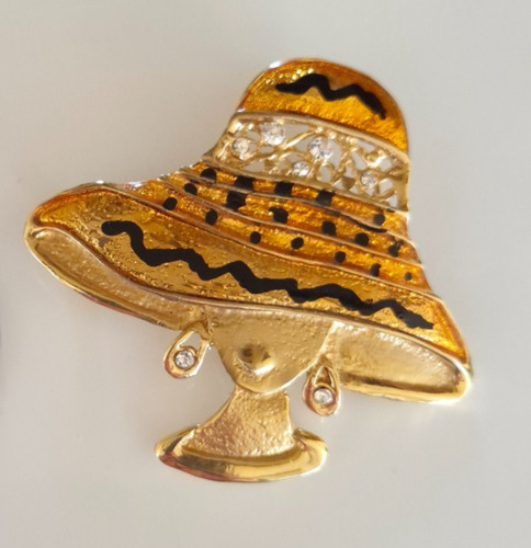 Broche vintage femme - vintage, chapeau