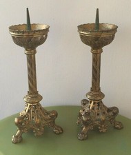 PAIRE DE CHANDELIERS ANCIENS XIX EMPIRE NAPOLEON BRONZE DORÉ