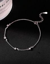 Bracelet En Argent S925 Étoiles Femme Bijoux Chaine Sculpté Poinçonné Argent