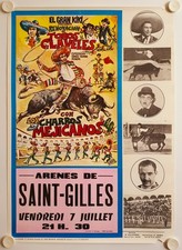 Affiche Corrida TOROS CLAVELES LOS CHARROS MEJICANOS Arènes SAINT-GILLES - 50x70